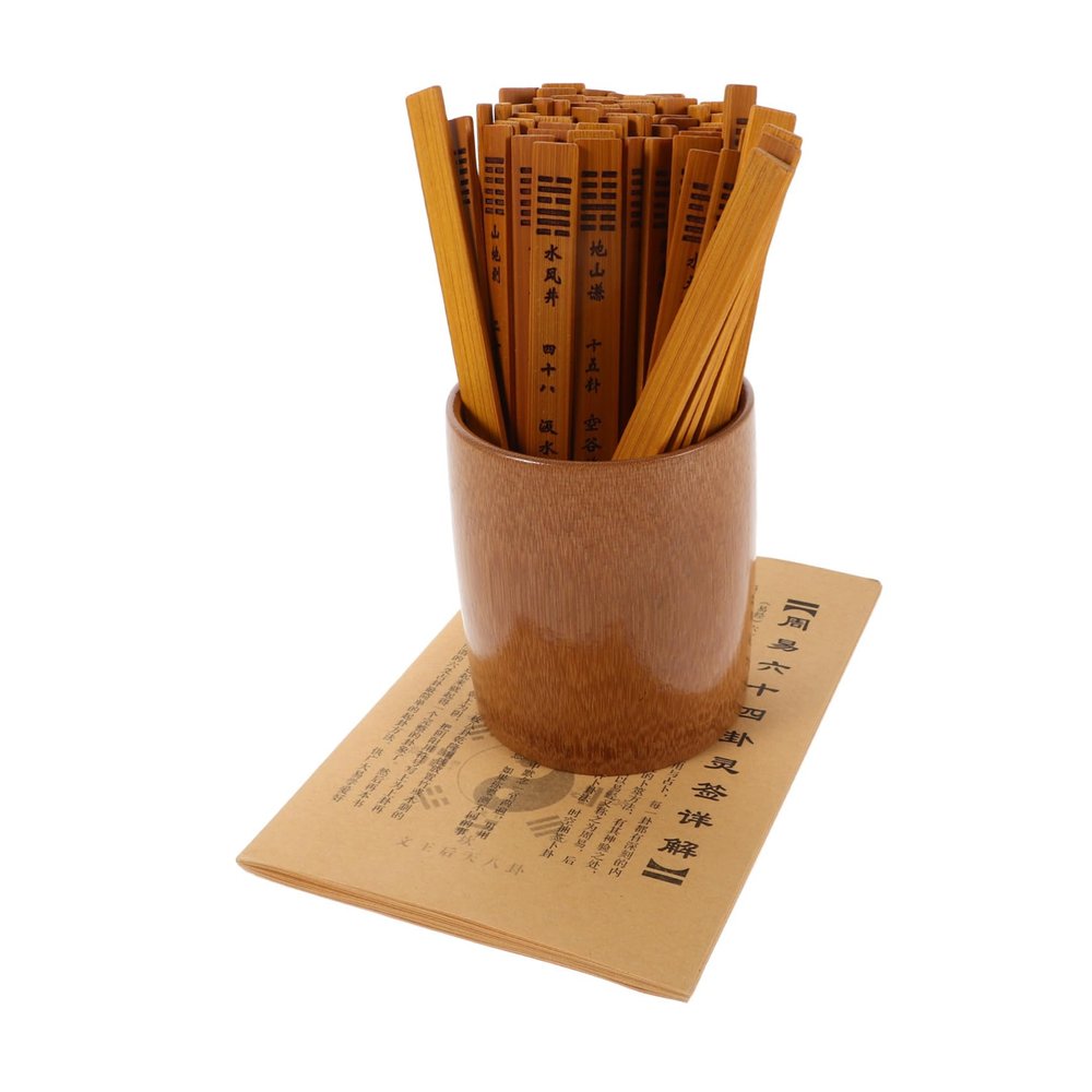 FELTECHELECTR Chinese Divination Sticks with Hexagrams and Instruction Book Traditional Buddhist Fortune Telling Tool Portable Spiritual Guidance Prop for I Ching Learning and Feng Shui Practice
