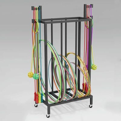 BTOIASYHF Heavy-Duty Metal Hula Hoop and Jump Rope Storage Holder Cart, Hula Hoop Stand with Wheels, School Gym Sport Equipment Rack, Basement Studio Fitness Organizer