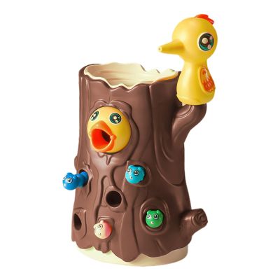 Childrens Magnetic Fine Motor - Wooden Woodpecker Worm Catching Game, Educational Playset | Bright Colors Preschool Learning, Safe Sensory Coordination for, Interactiv