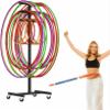 BTOIASYHF Equipment Cart, Jump Rope Storage Rack, Metal Mobile Hula Hoop Holder Stand, Black Hula Hoop Organizer Cart for Home Gym Office, Hula Hoop Display Stand view 1