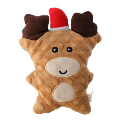 COLLBATH Holiday Christmas Gingerbread Plush Dog with Squeaker Chew for Puppies Interactive Stuffed Animal for Festive Play and Seasonal Home Decoration Small Puppy Chew