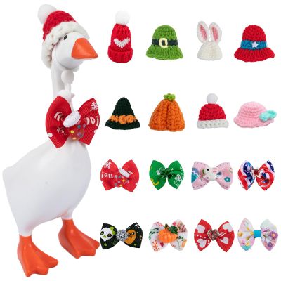 8 Sets Cute Desk Goose Holiday Outfits  7 Inch Mini Goose Clothes with Knitted Hats & Bow Ties for All Seasons, Funny Duck Desk Goose Accessories for Valentines, St. Patrick's Day, Christmas, & More