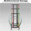 BTOIASYHF Hoop Rope Holders, Freestanding Hula Hoop and Jump Rope Holder Stand, Moveable Fitness Hoop Storage Cart, Sport Equipment Organizer Shelves view 4
