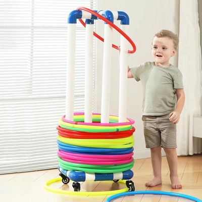 BTOIASYHF PVC Hula Hoop Stand Holder with Wheel, Movable Exercise Hoop Storage Cart for Kids, Sport Fitness Hoops Organizer for Preschool School Play Room