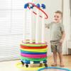 BTOIASYHF PVC Hula Hoop Stand Holder with Wheel, Movable Exercise Hoop Storage Cart for Kids, Sport Fitness Hoops Organizer for Preschool School Play Room view 1
