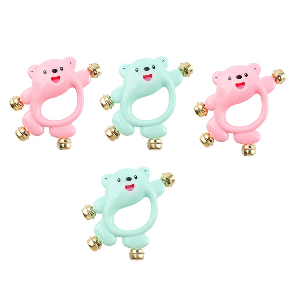BRIGHTFUFU 4pcs Rattle Hand Bell Playthings for Boy Girl Soothing Musical Sound Educational to Develop Rhythm and Sensory Skills