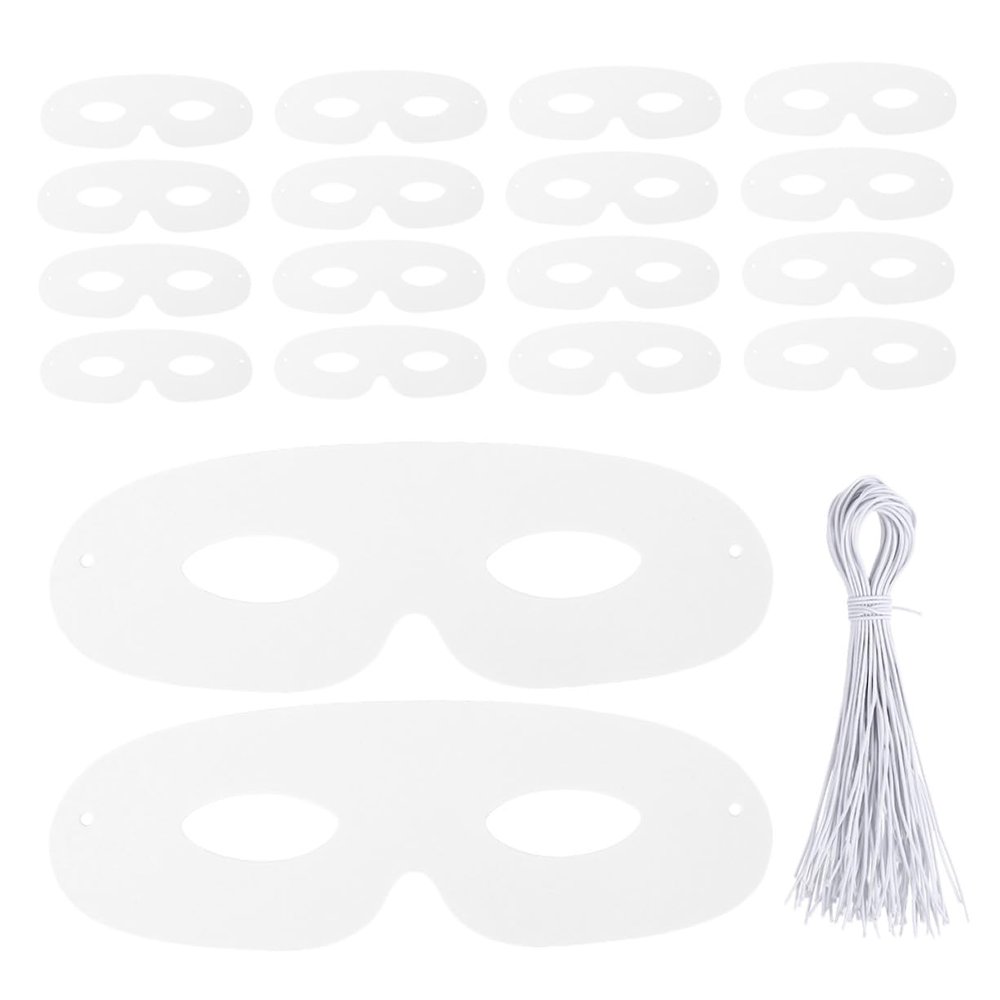 BCOATH 60 Sets Unpainted White Paper Masks with Ropes Breathable Lightweight Blank Face Masks for DIY Crafting Masquerade Carnival Theme Parties Art Supplies