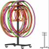 BTOIASYHF Equipment Cart Hula Hoop Stand Up Holders Stand, Metal Mobile Jump Rope Tree Rack, School Gym Exercise Hula Hoops Storage Cart, 4 Wheeler Hula Ring Trolley view 1