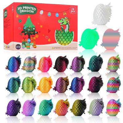 JOMBY 24PCS 3D Printed Dragon Eggs with Dragon Inside, Prefilled Easter Dragon Egg with Dragon Toy for Basket Stuffers, Fidget Toy for Adults Teens Boy Birthday Gifts Cool Easter Basket Stuffers