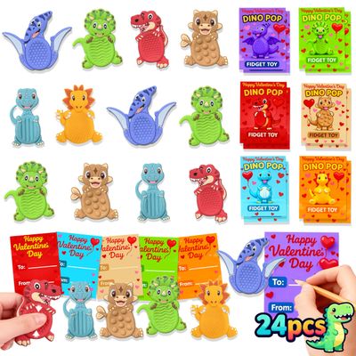 24Pack Dinosaur Sensory Stone for Autistic Kid Fidget Stress Toys for Kids Classroom, Autism Calming Special Education Must Haves Travel Essentials, Party Favors for Kids 4-8 8-12