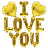 16 Inch Gold I Love You Letter Balloons, 18 Inch Mylar Heart Balloons Valentines Day Balloon for Wedding Anniversary Engagement Valentine Day Romantic Decorations Special Night Party Supplies view 1