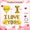 16 Inch Gold I Love You Letter Balloons, 18 Inch Mylar Heart Balloons Valentines Day Balloon for Wedding Anniversary Engagement Valentine Day Romantic Decorations Special Night Party Supplies view 2