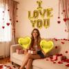 16 Inch Gold I Love You Letter Balloons, 18 Inch Mylar Heart Balloons Valentines Day Balloon for Wedding Anniversary Engagement Valentine Day Romantic Decorations Special Night Party Supplies view 4