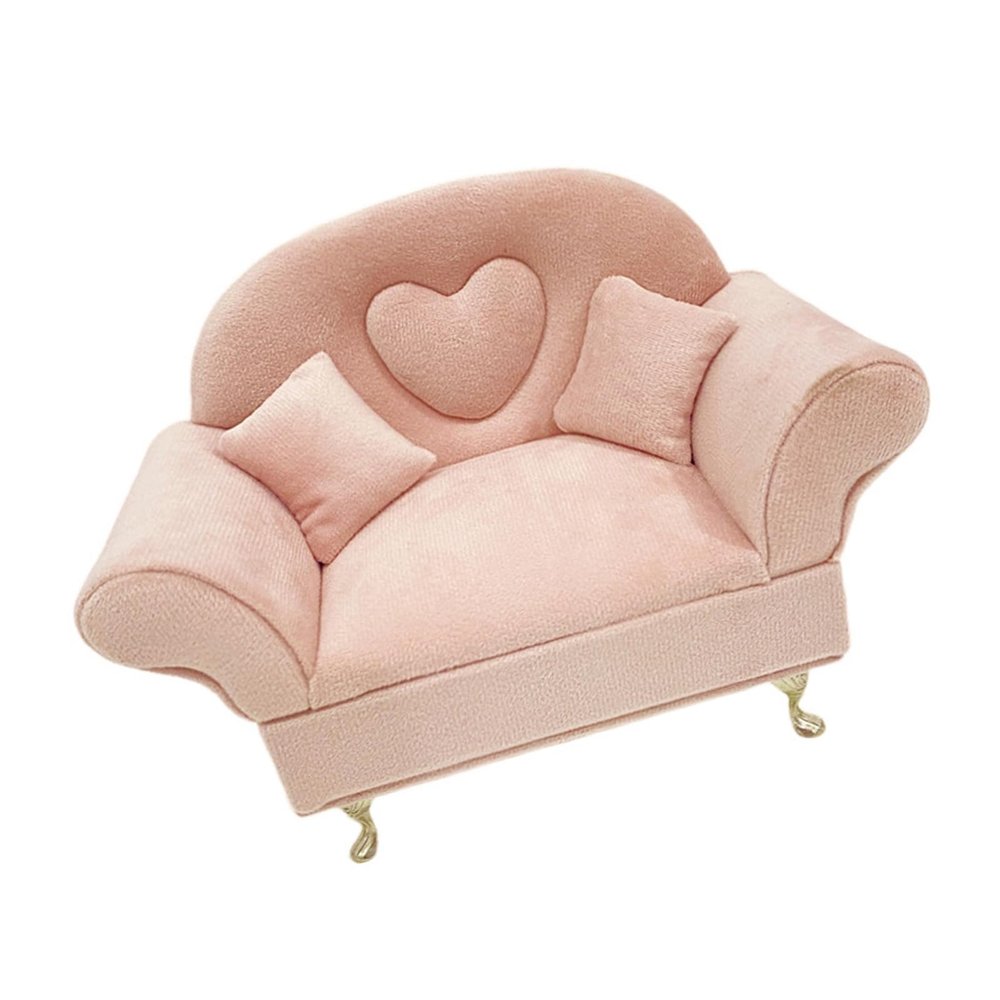 1/6 Scale Doll House Furniture Sofa, Dollhouse Couch Miniature Sofa with Pillow, Dollhouse Living Room Funiture for Artistic and Creative Arrangements Miniature Sofa