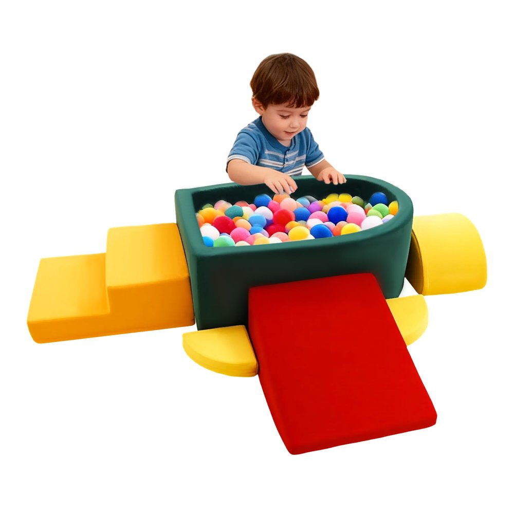 Foam Climbing Blocks for Toddler, Indoor Soft Climbing Toys with Ball Pit for Baby, 6pcs Soft Play Set Climbing Crawling Blocks for Playroom LivingRoom, Birthday Gift for 1-3 Years(Balls not Included)