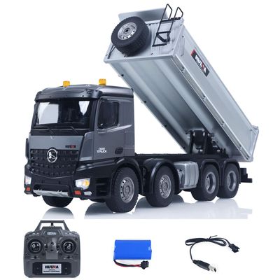 wheelfun HUINA 1/14 Remote Control Dump Truck 12CH RC Tipper Finished Model RTR Light Sound Effects Radio USB Charging Cable Hobby Grade Model for Ages 14+