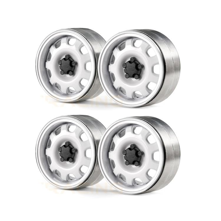 4pcs 1.9" Real Metal Hub for 1/10 RC Crawler TRX-4 Defender RC4WD scx10 90046 (White-4pcs)