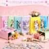 122PCS Cat Party Favors for Girls, Cat Themed Birthday Party Supplies With Goodie Bags Headband DIY Face Stickers Slap Bracelets Resin Cats, Cat Party Favors Easter Gifts Classroom Rewards for Kids view 3