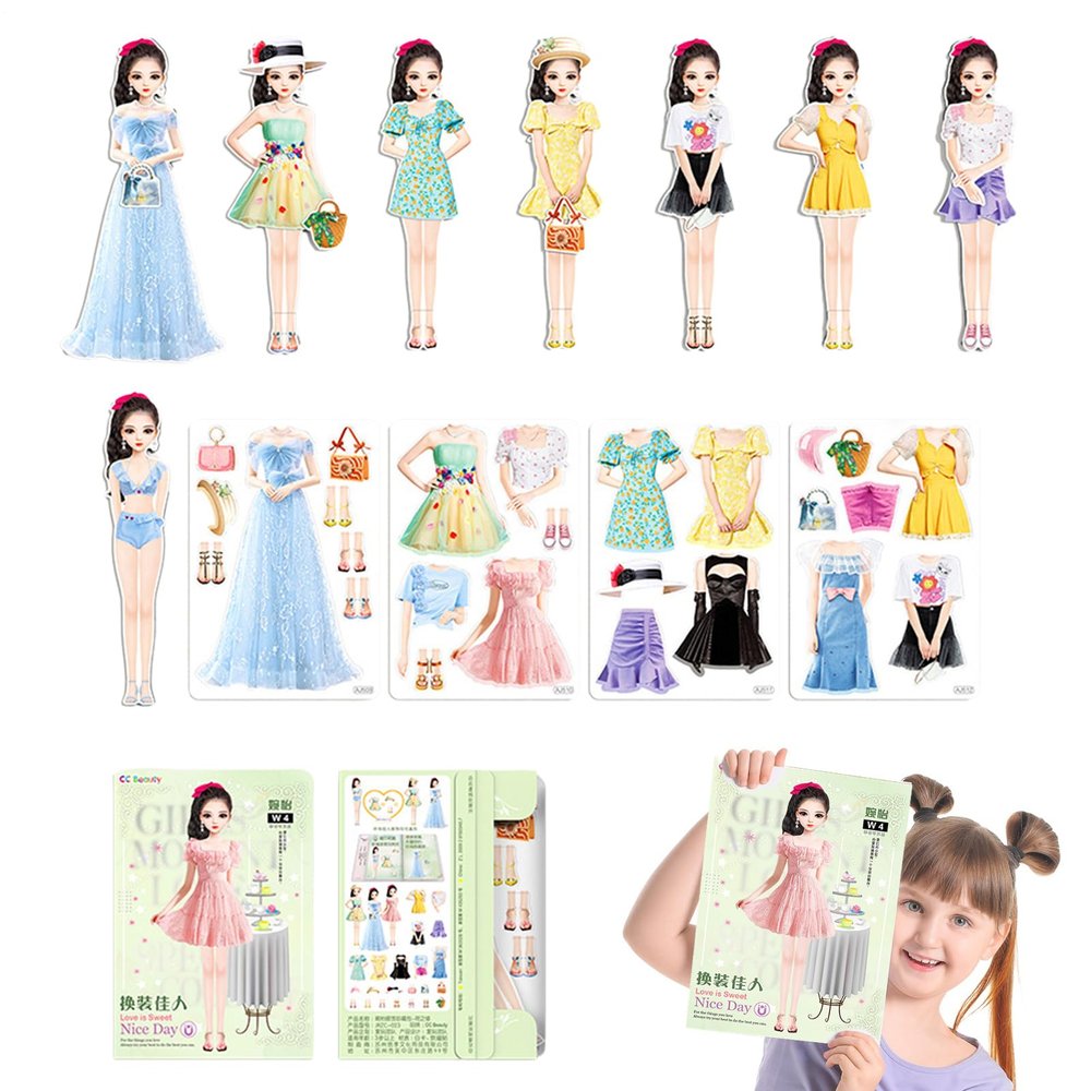 Magnetic Paper Dolls 14x10cm Magnetic Paper Dress-Up Dolls | Princess Mag Doll Cutouts for Creative Pretend Play | Fun Outfit Changing for Kids Aged 3-12