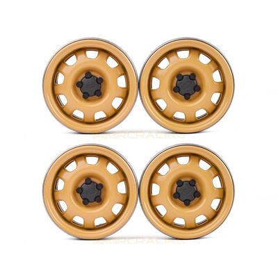 4pcs 1.9" Real Metal Hub for 1/10 RC Crawler TRX-4 Defender RC4WD scx10 90046 (Yellow-4pcs)