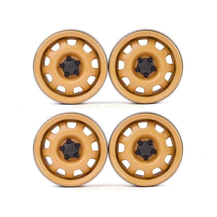 4pcs 1.9" Real Metal Hub for 1/10 RC Crawler TRX-4 Defender RC4WD scx10 90046 (Yellow-4pcs)