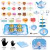 iAOVUEBY Tea Party Set for Little Girls, 49PCS Princess Tea Time Toys Including Teaset Dessert Carrying Case, Kids Pretend Play Kitchen Toys, Toddler Girl Birthday Gifts for 3-8 Year Old, Snowflake view 2
