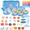 iAOVUEBY Tea Party Set for Little Girls, 49PCS Princess Tea Time Toys Including Teaset Dessert Carrying Case, Kids Pretend Play Kitchen Toys, Toddler Girl Birthday Gifts for 3-8 Year Old, Snowflake view 3
