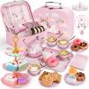 iAOVUEBY Tea Party Set for Little Girls, 49PCS Princess Tea Time Toys Including Teaset Dessert Carrying Case, Kids Pretend Play Kitchen Toys, Toddler Girl Birthday Gifts for 3-8 Year Old, Dream view 1