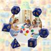 Arrowbash 6 Pcs Jumbo Polyhedra Dice 3.94 Inch Jumbo Foam Polyhedral Dice 6 Set 4, 6, 8, 10, 12 Sides Gifts for Games Teach Numbers Addition Subtraction Probability Learning(Starry Sky Blue) view 2