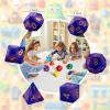 Arrowbash 6 Pcs Jumbo Polyhedra Dice 3.94 Inch Jumbo Foam Polyhedral Dice 6 Set 4, 6, 8, 10, 12 Sides Gifts for Games Teach Numbers Addition Subtraction Probability Learning (Starry Sky Purple) view 2