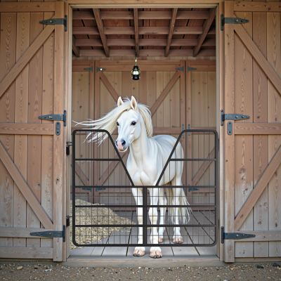 0.8" Thick Heavy Duty Steel Frame Horse Stall Gate, Safe & Durable Two-Way Horse Stall Guard for Racecourse, 52" Wide X 42" High Stall Guards for Horses, Fits Standard Barn Doorways