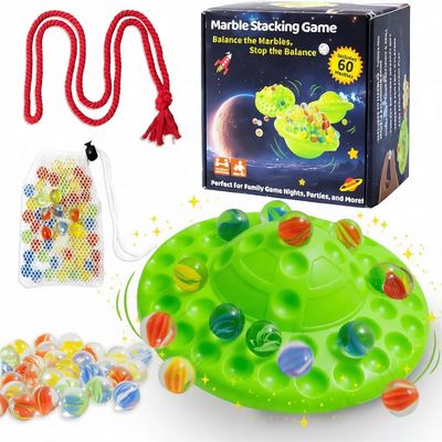 DSLWWT Marble Balance Board Game for Kids & Adults  Fun Family Stacking Challenge Toy with 60 Colorful Balls, Portable Balancing Game for 1-4 Players, Perfect for Travel, Party & Indoor Play