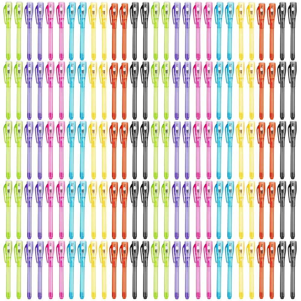 klumuke 140PCS Invisible Ink Pens with UV Light Bulk Spy Pens, UV Pen