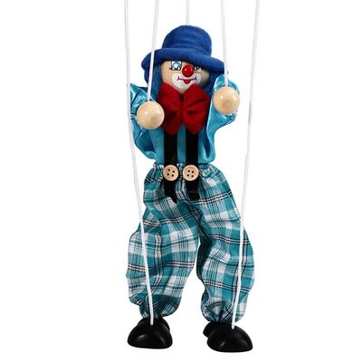 ariarly Clown Puppet Funny Clown Marionette Colorful Pull String Puppet Vintage Clown Wooden Marionette Handcraft Toys Joint Activity Doll Kids Gifts (Blue)