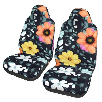 BLWSLC Bus, Ferry Seat Covers, Protect Cars, SUVs, Trucks, Vans, Car Seat Covers, Beautiful Colourful Flowers Printed Car Seat Covers - 2 Pack