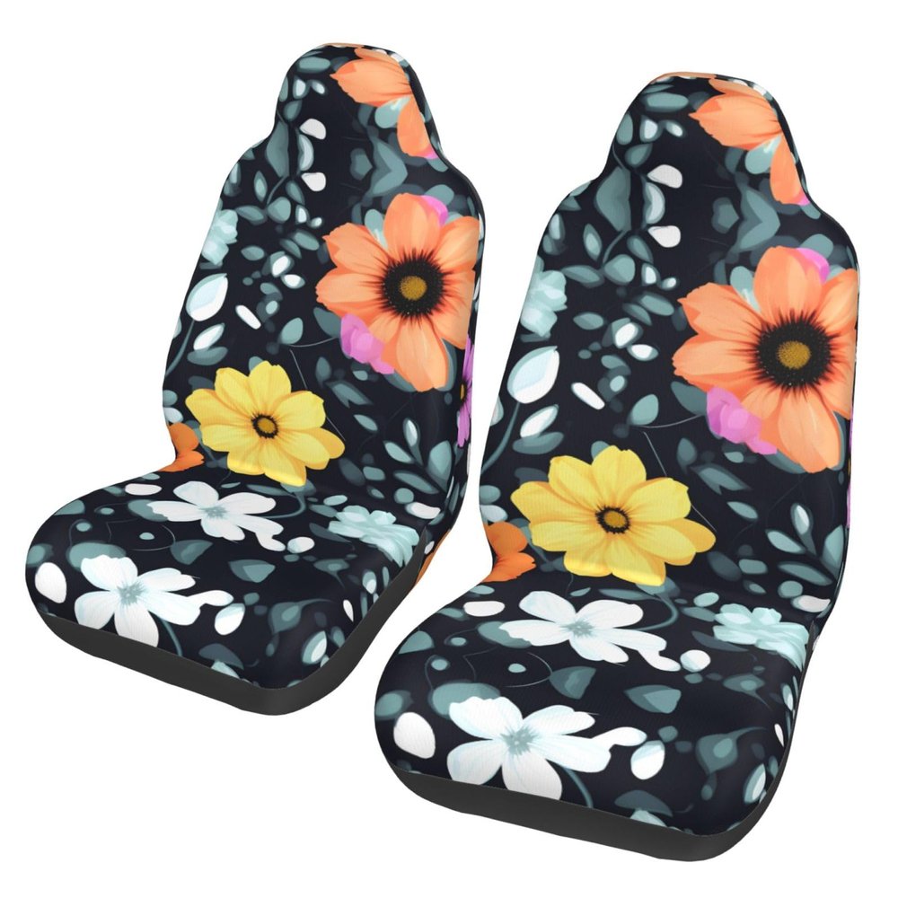 BLWSLC Bus, Ferry Seat Covers, Protect Cars, SUVs, Trucks, Vans, Car Seat Covers, Beautiful Colourful Flowers Printed Car Seat Covers - 2 Pack
