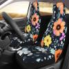 BLWSLC Bus, Ferry Seat Covers, Protect Cars, SUVs, Trucks, Vans, Car Seat Covers, Beautiful Colourful Flowers Printed Car Seat Covers - 2 Pack view 2