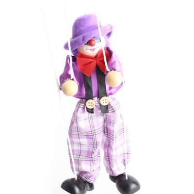 ariarly Clown Puppet Funny Clown Marionette Colorful Pull String Puppet Vintage Clown Wooden Marionette Handcraft Toys Joint Activity Doll Kids Gifts (Purple)