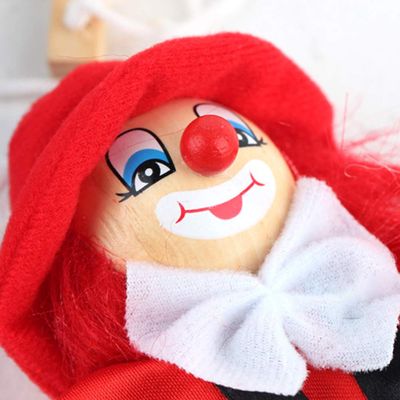 ariarly Clown Puppet Funny Clown Marionette Colorful Pull String Puppet Vintage Clown Wooden Marionette Handcraft Toys Joint Activity Doll Kids Gifts (Red)