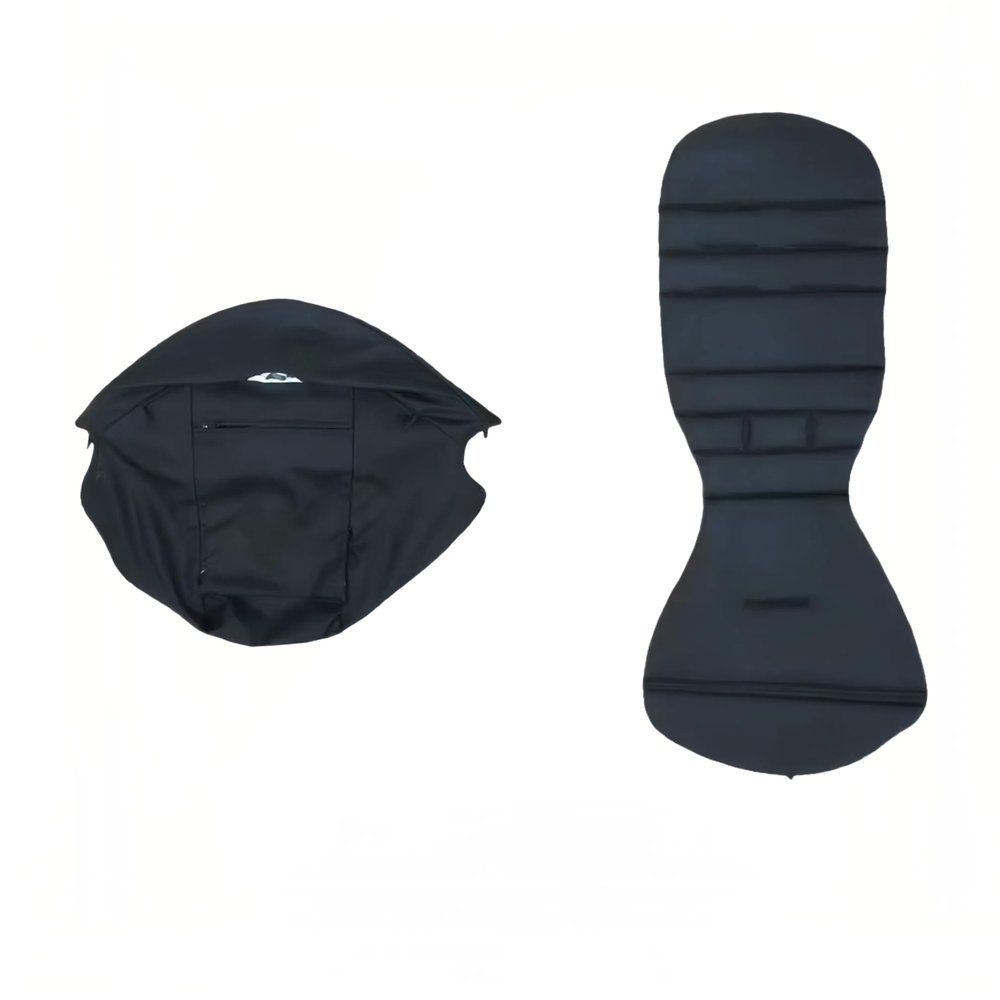 2-Piece Baby Stroller Seat Cushion & Canopy Set for Bb Confort YOYO2/YoYo+ Pushchairs, Replacement Accessories Kit with Double-Layer Fabric, Christmas Gift for Mom and Baby (Black)
