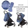 2-Piece Baby Stroller Seat Cushion & Canopy Set for Bb Confort YOYO2/YoYo+ Pushchairs, Replacement Accessories Kit with Double-Layer Fabric, Christmas Gift for Mom and Baby (Black) view 3