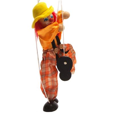 ariarly Clown Puppet Funny Clown Marionette Colorful Pull String Puppet Vintage Clown Wooden Marionette Handcraft Toys Joint Activity Doll Kids Gifts (Orange)