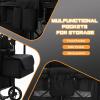 Wagon Stroller for 2 Kids, Foldable All-Terrain Wagon for Kids with Canopy, Adjustable Push and Pull Handles,Convertible High Seat & Organizer, 5 Point Harness (Black) view 4
