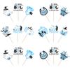40 PCS Baby Shower Halloween Cupcake Toppers Ghost Bat A Baby is Brewing Cupcake Picks A Little Boo is Almost Doe It's a Boy Cake Decorations for Halloween Theme Boys Birthday Party Supplies Blue view 3