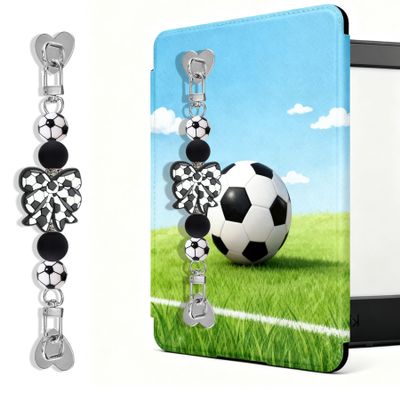 Soccer Beaded Hand Strap for Kindle E-Reader, Bow Charm Grip