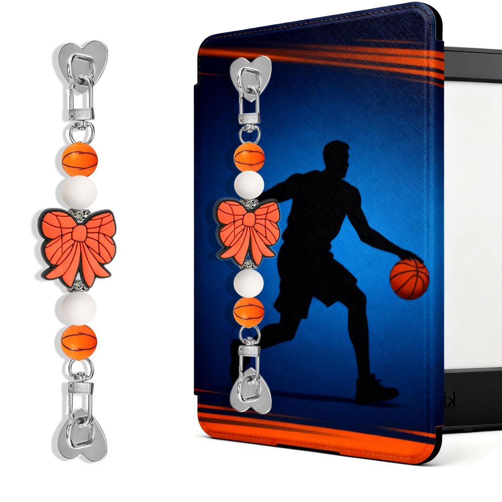 Basketball Beaded Hand Strap for Kindle E-Reader, Bow Charm Grip