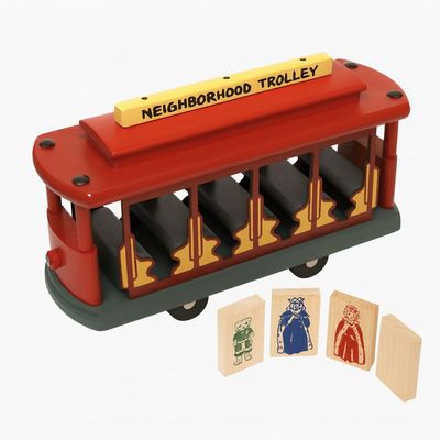 WQED Mister Rogers Neighborhood Original Trolley | Classic Wooden Toy Replica for Kids & Collectors | Best Educational Pretend Play Toy | Perfect for Fred Rogers Lovers | Red