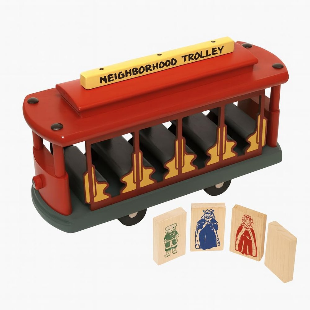 WQED Mister Rogers Neighborhood Original Trolley | Classic Wooden Toy Replica for Kids & Collectors | Best Educational Pretend Play Toy | Perfect for Fred Rogers Lovers | Red