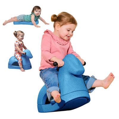 Nuby Rock 'N Ride Rocking Horse for Kids - Ride, Rock & Scoot Toy for Indoor & Outdoor Play - Balance & Coordination Development Toy - Ages 12+ Months - Blue Horse