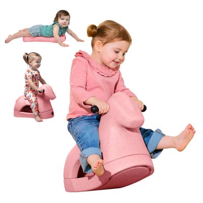 Nuby Rock 'N Ride Rocking Horse for Kids - Ride, Rock & Scoot Toy for Indoor & Outdoor Play - Balance & Coordination Development Toy - Ages 12+ Months - Pink Horse